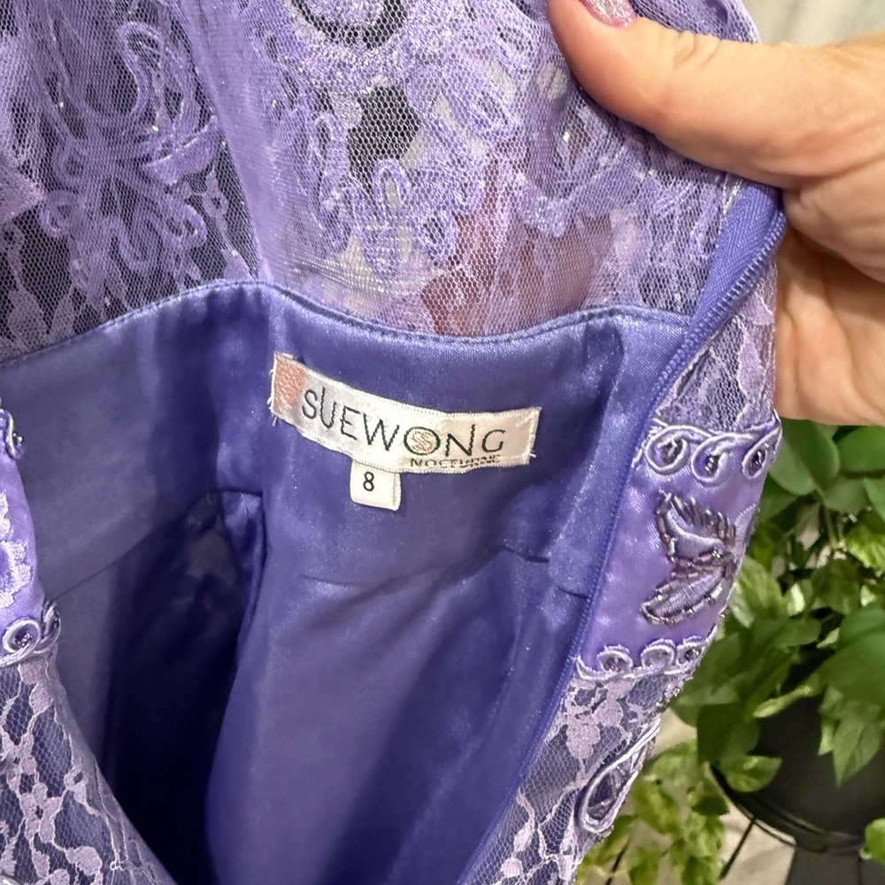 Sue Wong Lavender Embroidered Midi Dress - Picture 6 of 8